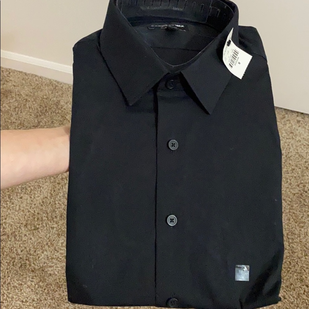 Black button down collar long sleeve